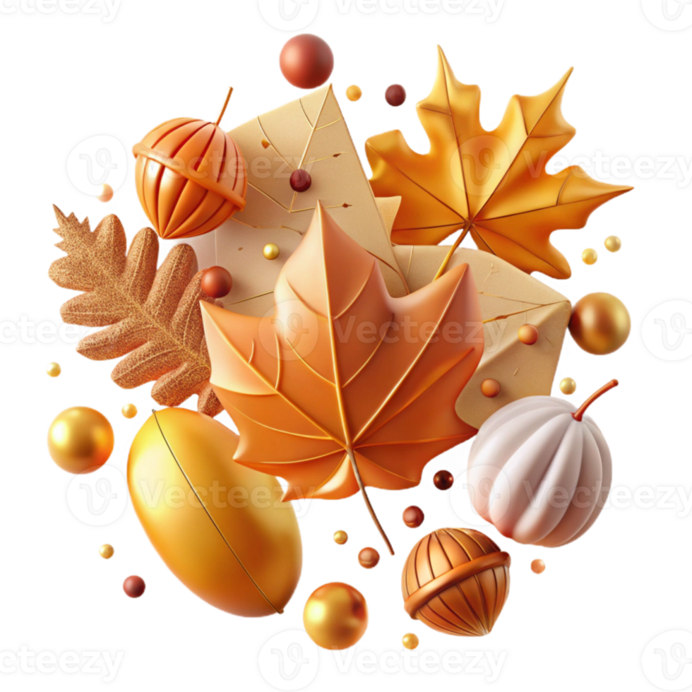 serene traditional Scattered Autumn Leaves in Warm Colors Cutout detailed png