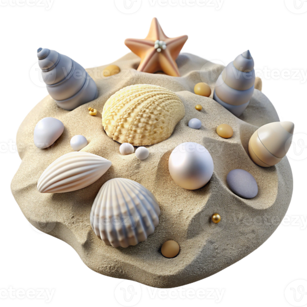 dramatic classic Scattered Seashells on Sand Texture Cutout detailed png