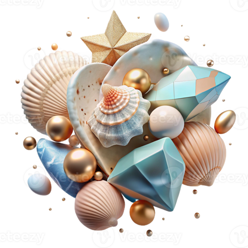 stunning classic Seashells Scattered by Whispering Winds Cutout authentic png