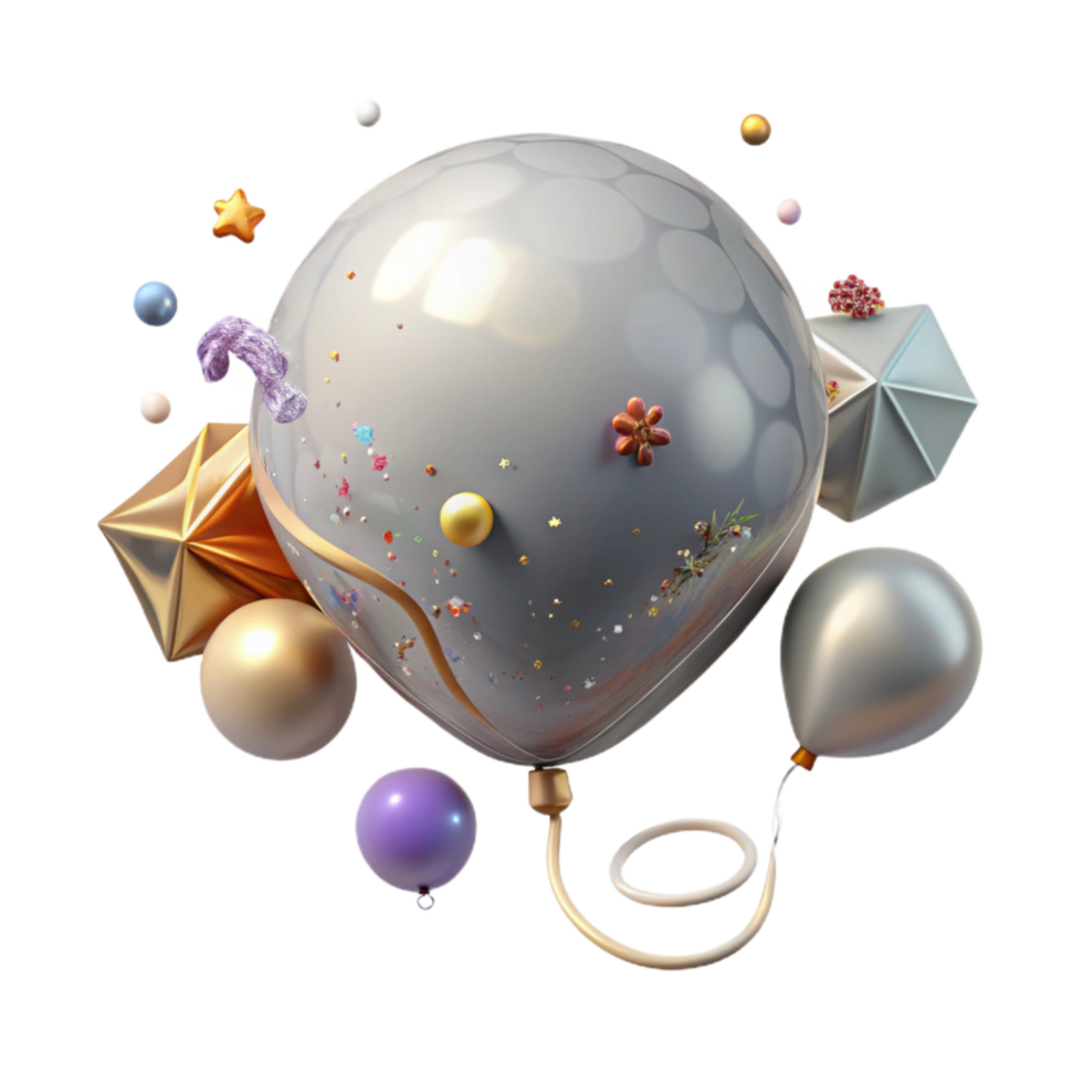 elegant abstract Shadow of Balloon with String Transparent Background high quality png
