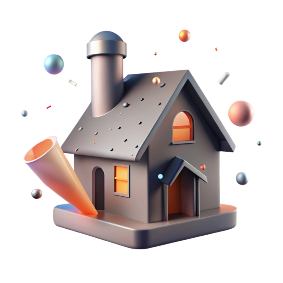 beautiful vintage Shadow of House with Chimney Isolated professional png