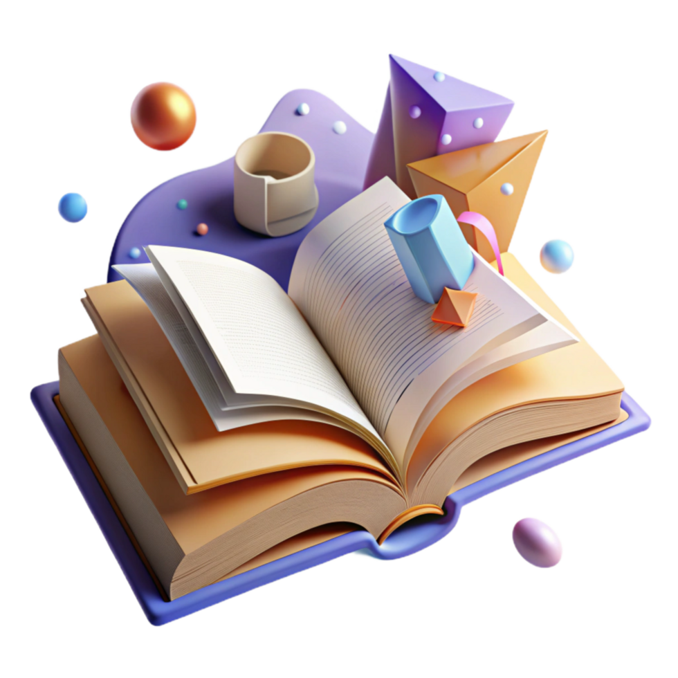 dramatic artistic Shadow of Open Book with Curved Pages on Transparent Background detailed png