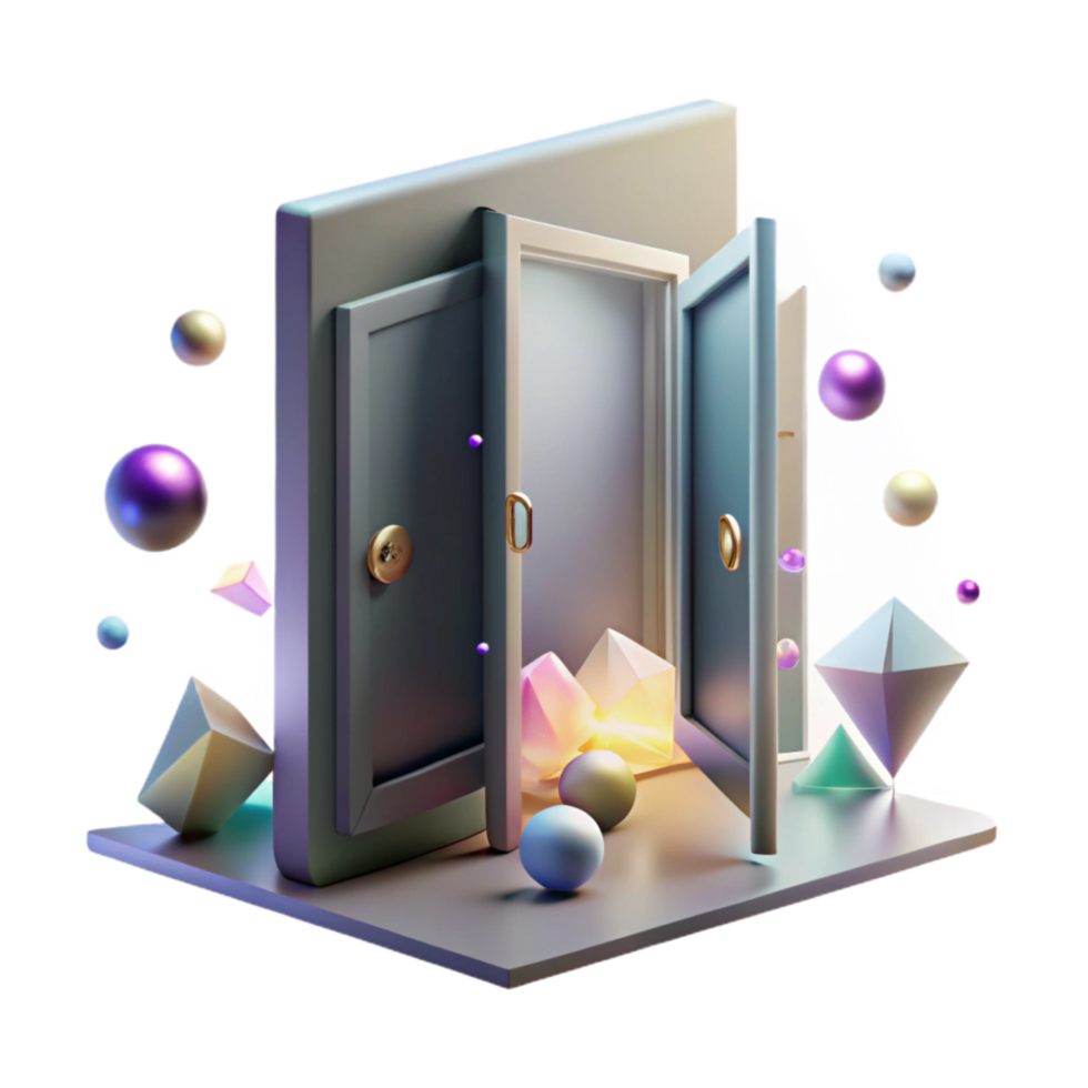 vibrant abstract Shadow of Open Doorway with Bright Light Isolated high quality png