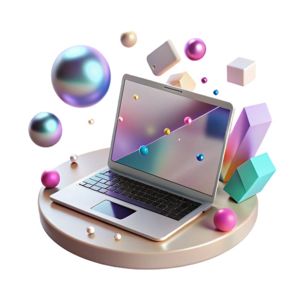 serene rustic Shadow of Open Laptop on Table Transparent Background high quality png