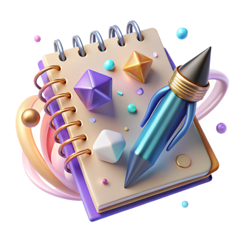 impressive traditional Spiral Notebook with Pen Top View Isolated genuine png