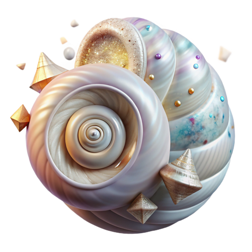 elegant abstract Spiral Shell Transparent Background with Natural Texture png