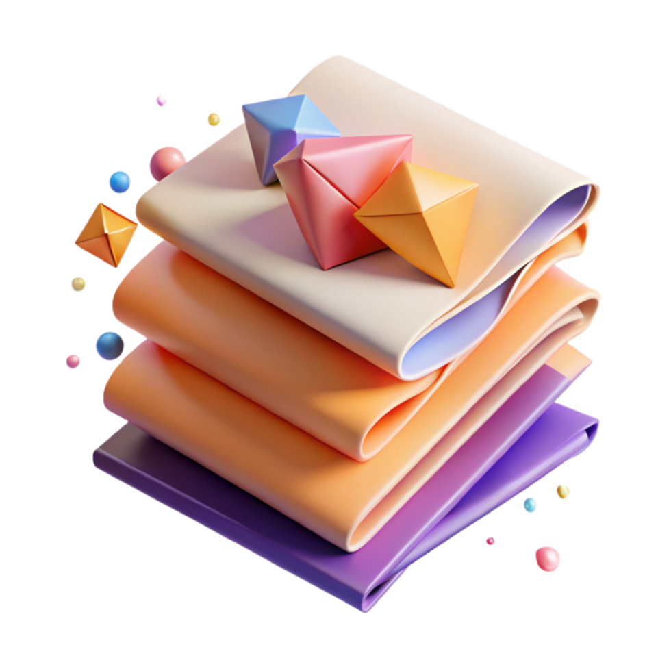 stunning modern Stack of Paper Sheets with Folded Corner Top View Transparent Background high quality png