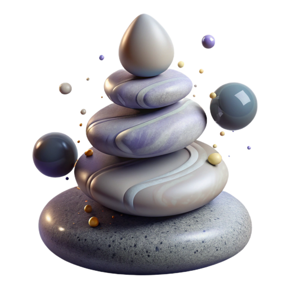 serene creative Stack of Smooth Stones with Natural Texture Transparent Background original png