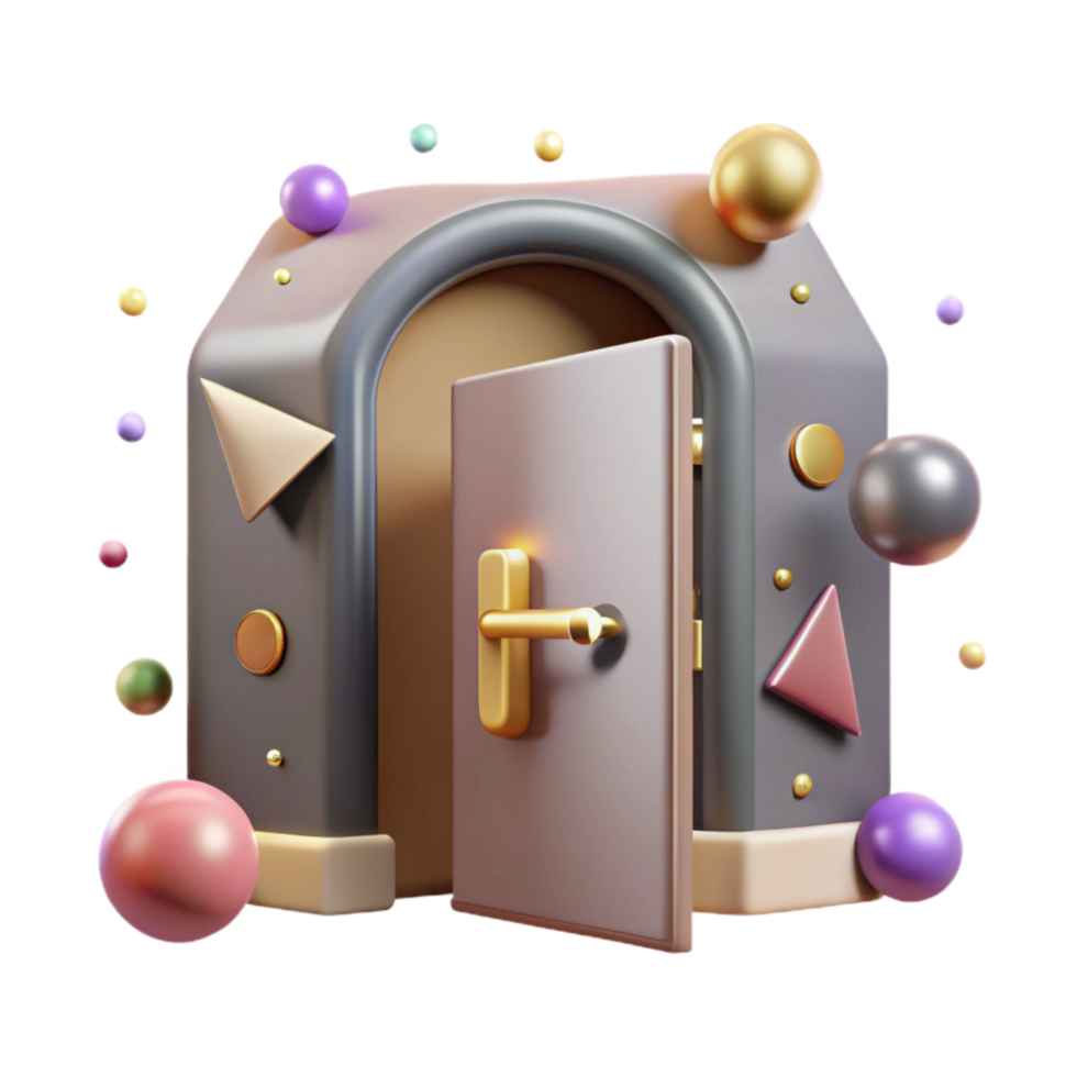 wonderful contemporary Stage Door Cutout with Metal Handle high resolution png