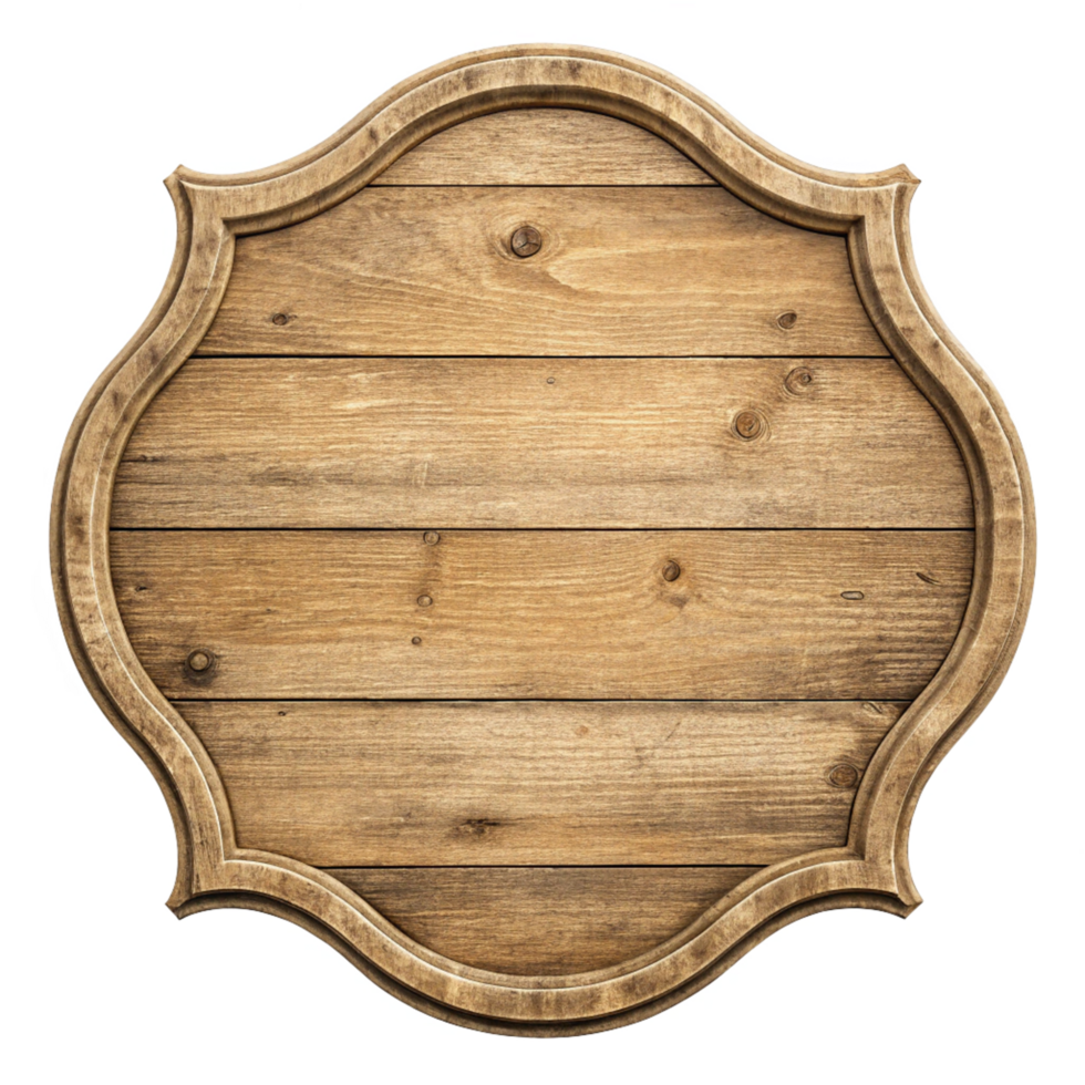 Rustic Wooden Signboard with Ornate Frame Blank Template for Text and Design png