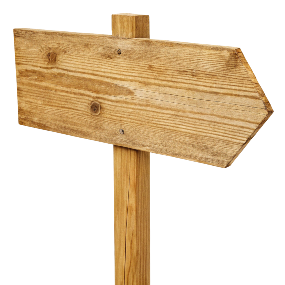 Rustic Wooden Arrow Signpost Blank Template for Directions and Guidance png