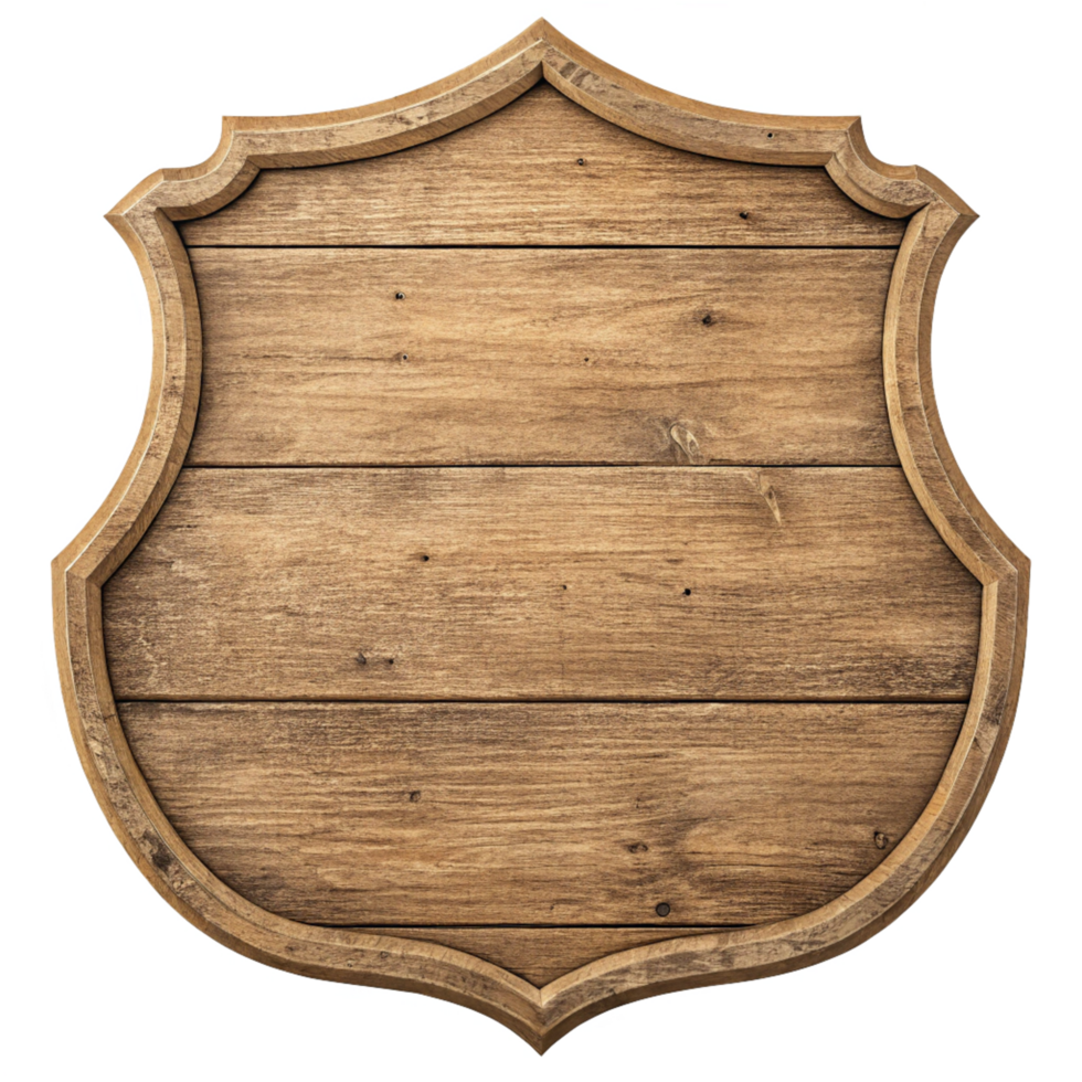 Rustic Wooden Shield Shaped Sign Blank Template for Text or Design png