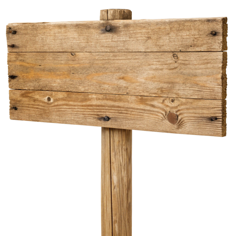 Rustic Wooden Signboard Blank Template with Weathered Texture and Nail Holes for Rustic Designs and Mockups png