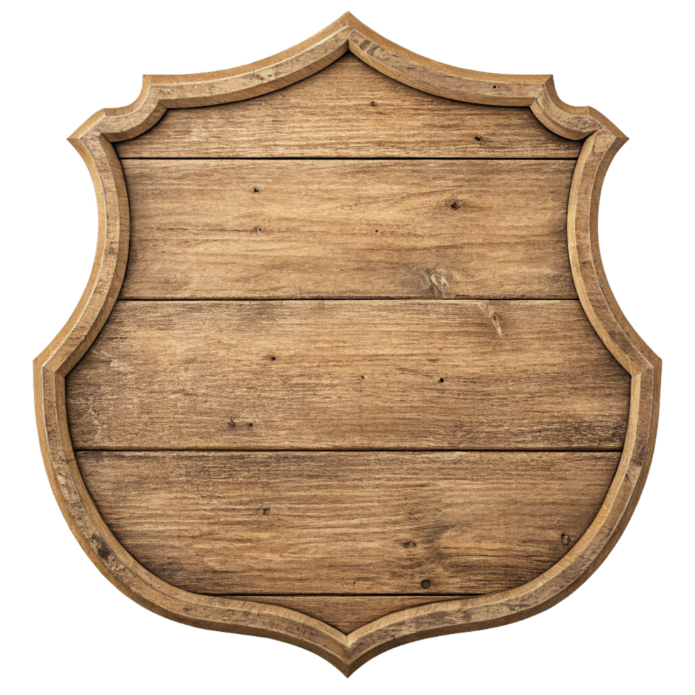 Rustic Wooden Shield Shaped Sign Blank Template for Design and Decoration png