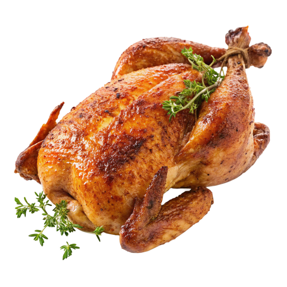 A Delicious Roasted Chicken with Crispy Skin and Fresh Thyme png
