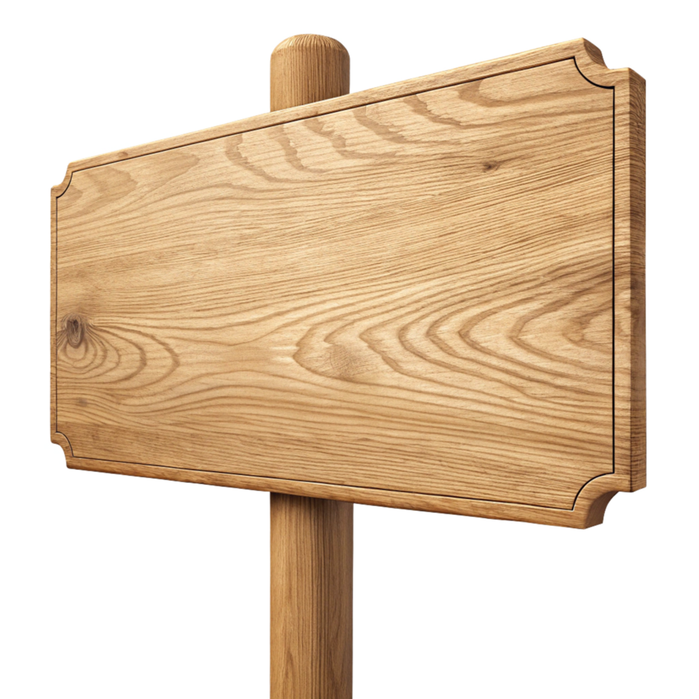 Blank Wooden Sign on a Wooden Post for Your Message png