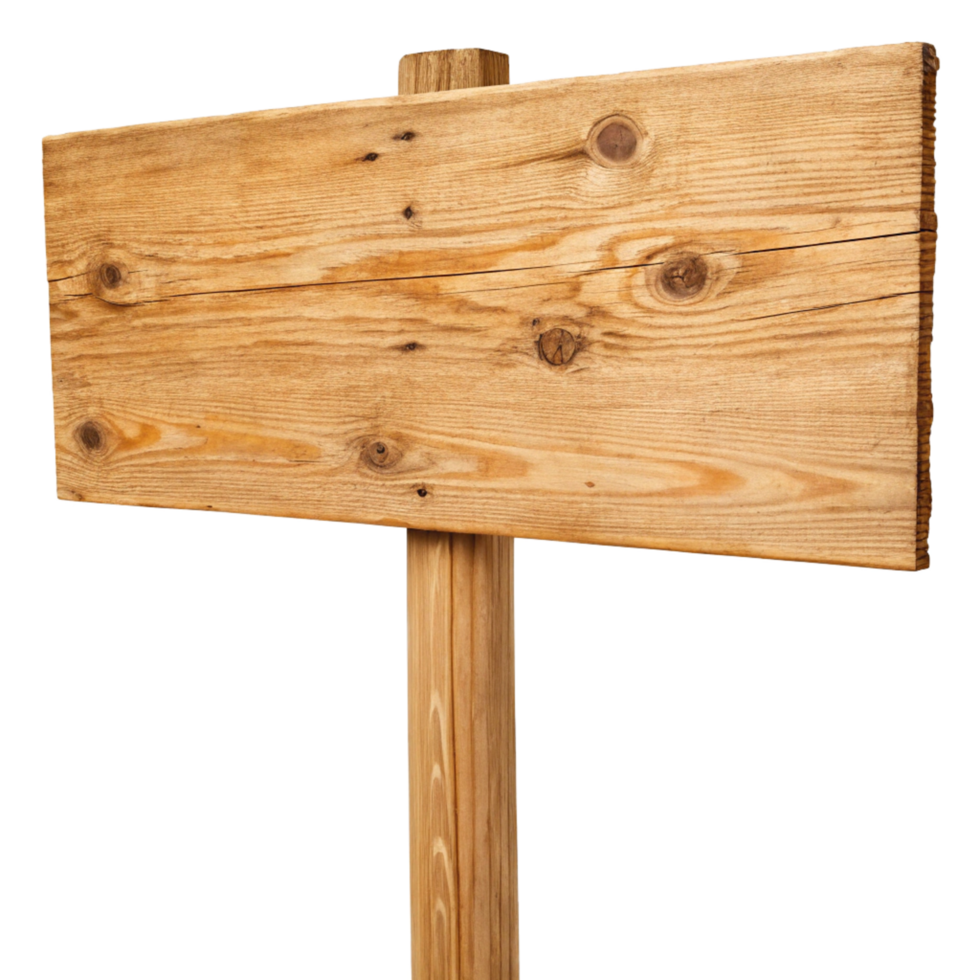 Rustic Wooden Signpost Blank Message Board for Direction Indication png