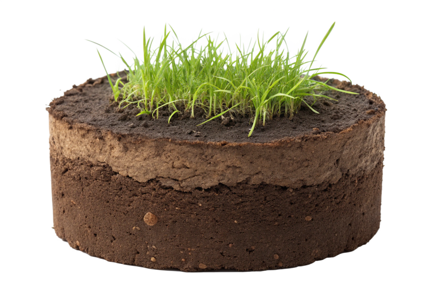 A Cross Section of Soil Showing Layers and Young Grass Sprouts png