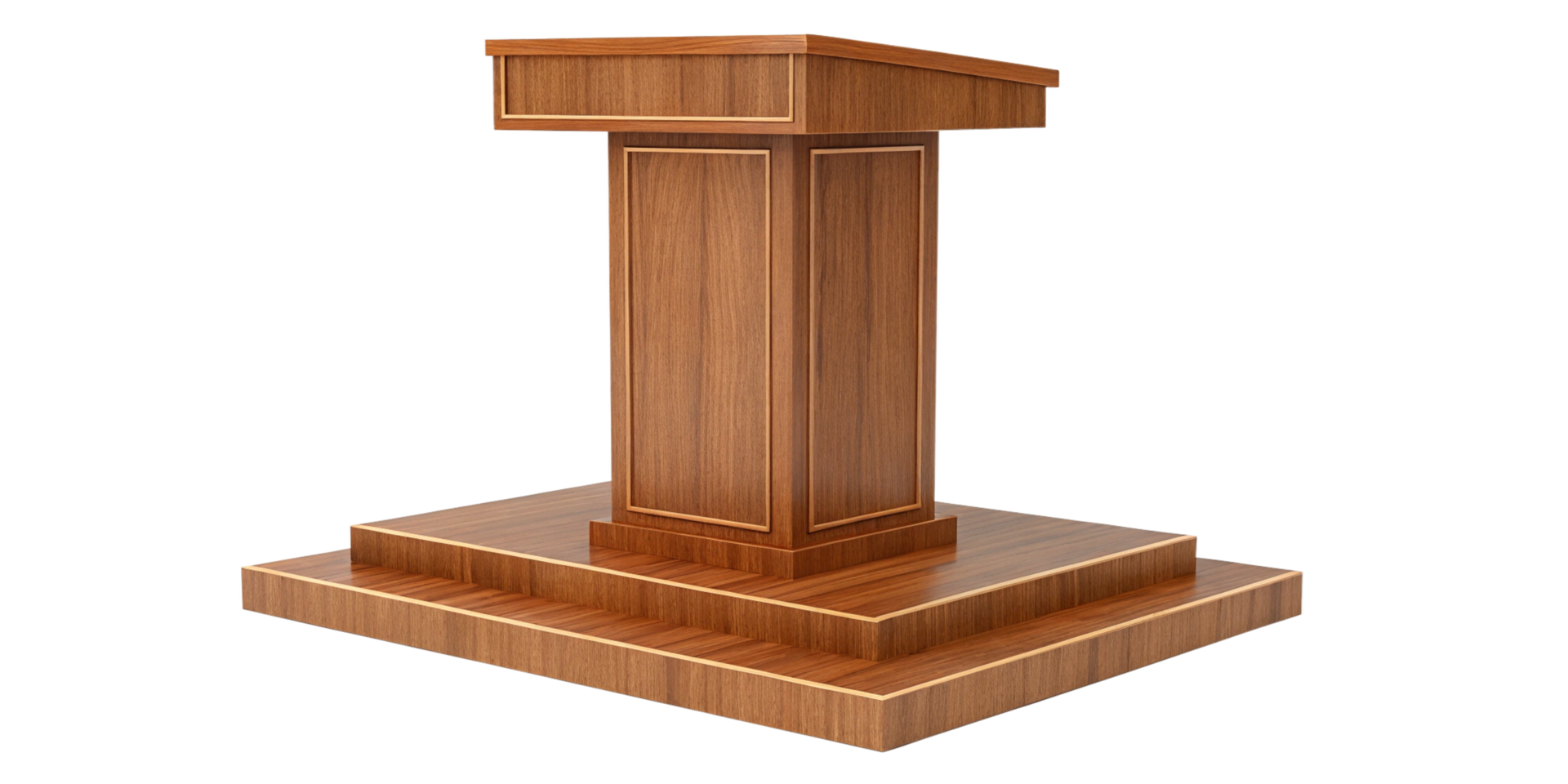 Elegant Wooden Lectern with MultiTiered Platform for Presentations and Speeches png