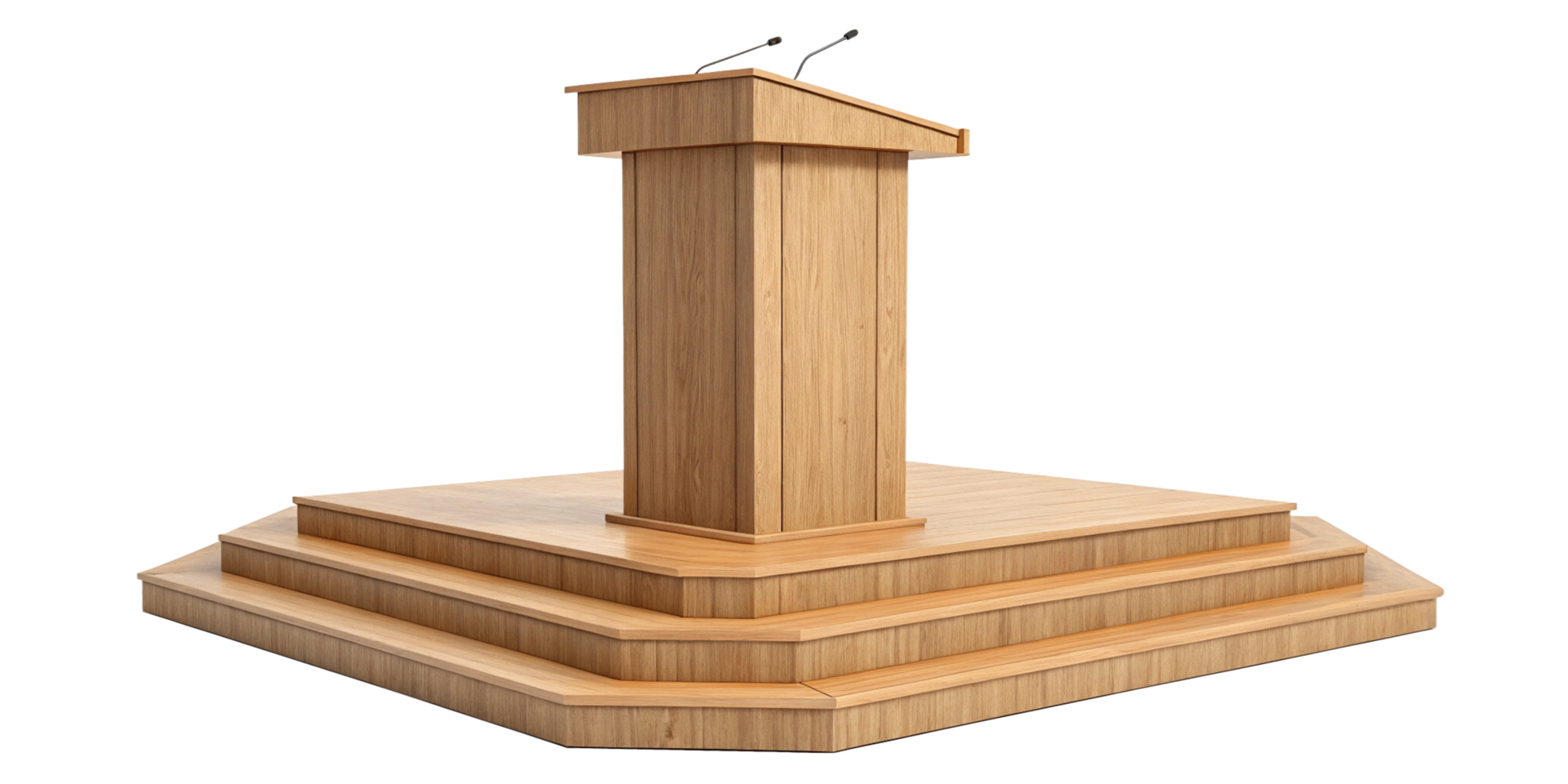 Wooden Podium with Three Steps for Speakers and Presentations png