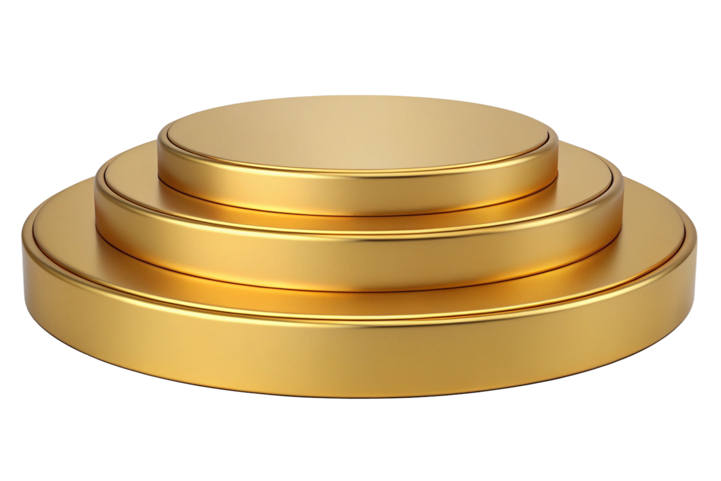 Three Tiered Golden Round Pedestal Display Stand for Awards or Products png