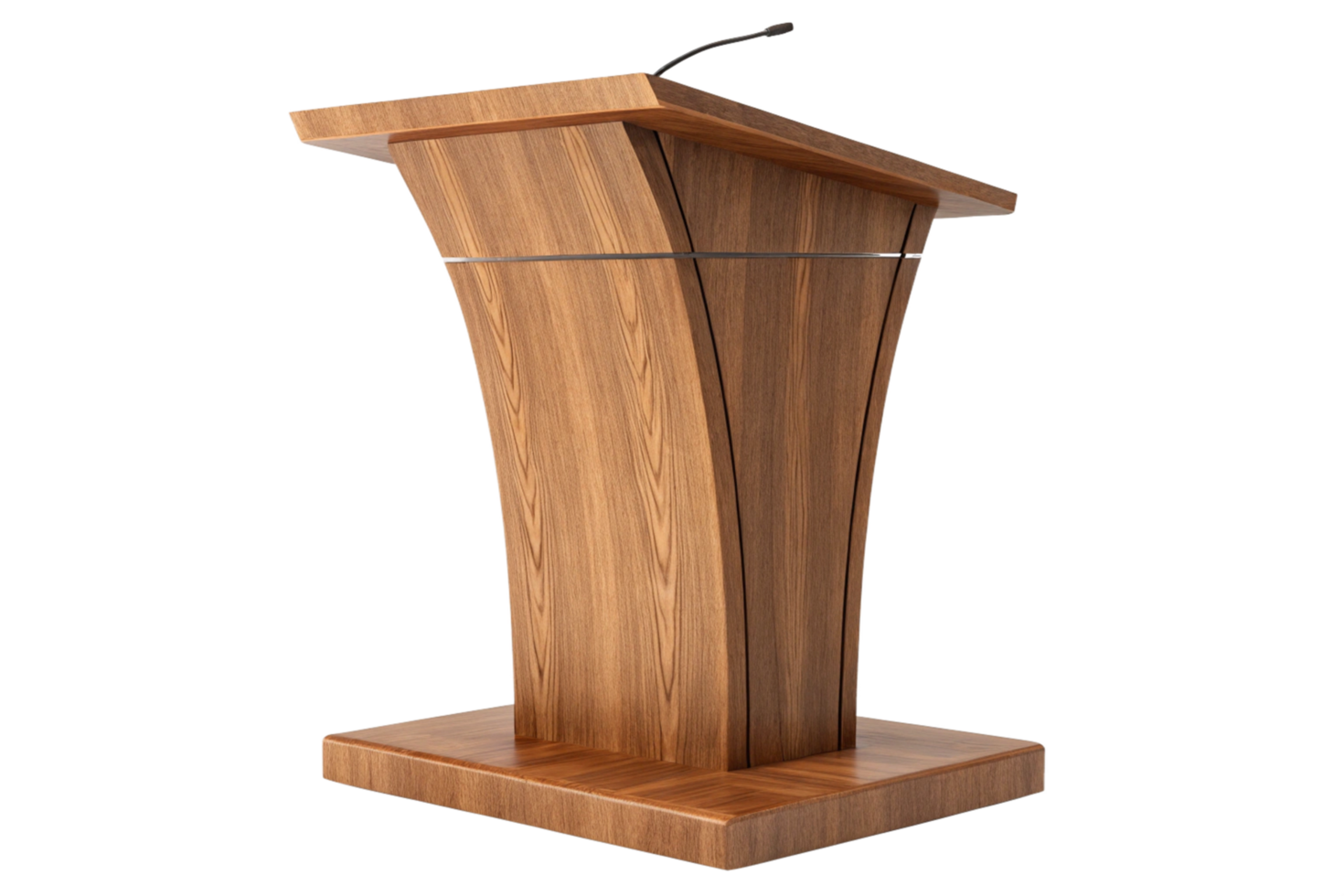 Modern Wooden Lectern Podium with Integrated Microphone for Presentations and Speeches png