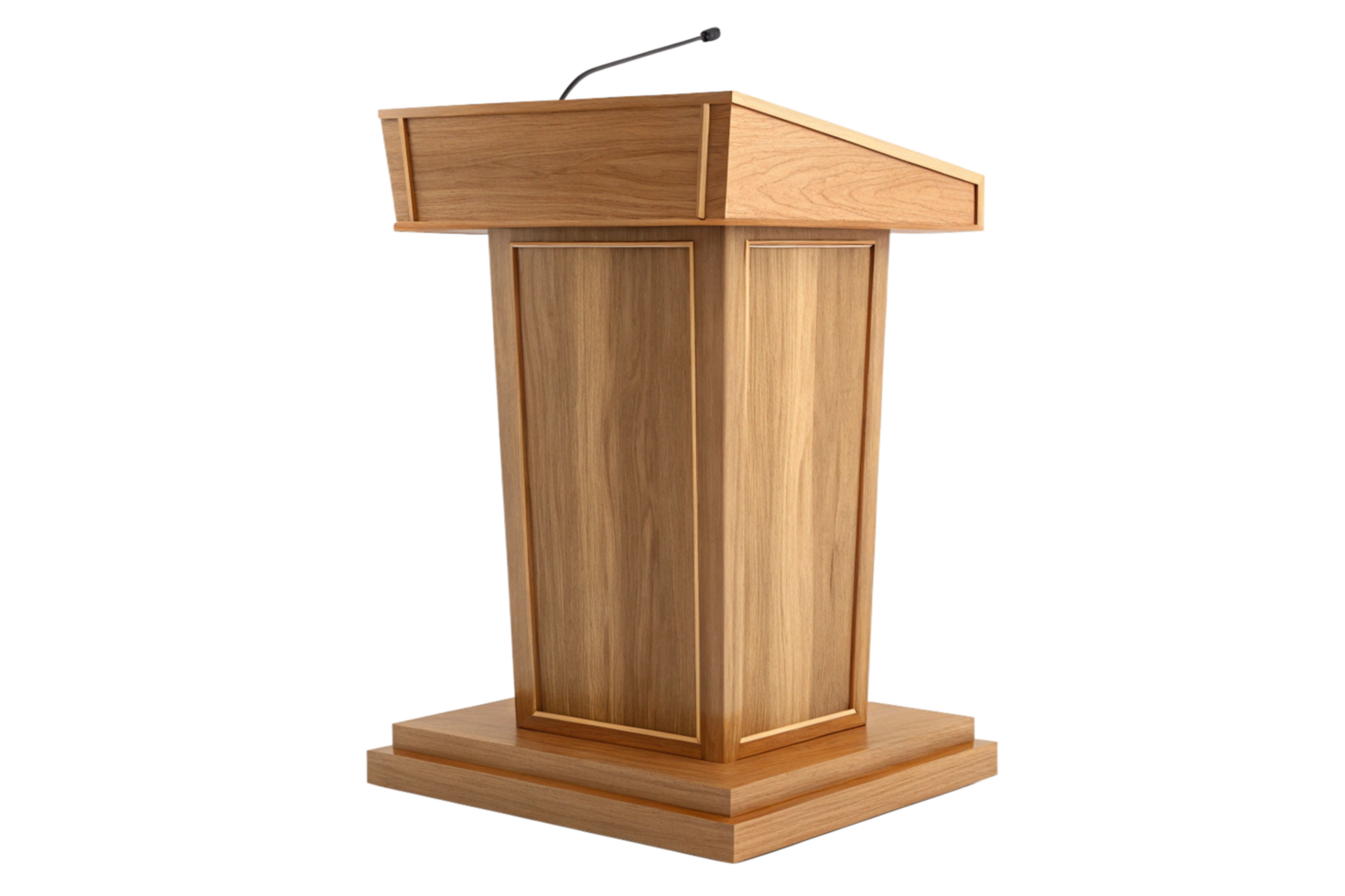 Elegant Wooden Lectern with Microphone for Presentations and Speeches png