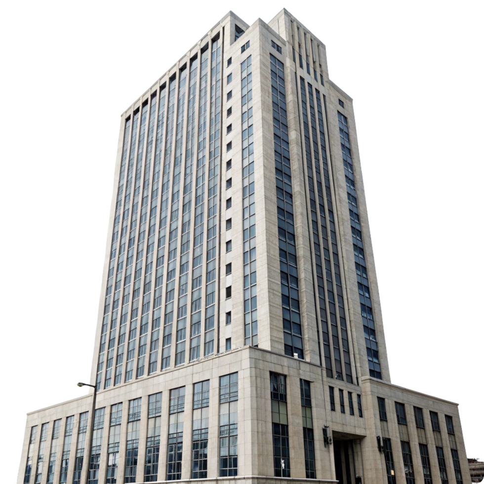 A majestic tall beige skyscraper with many windows and a modern design png