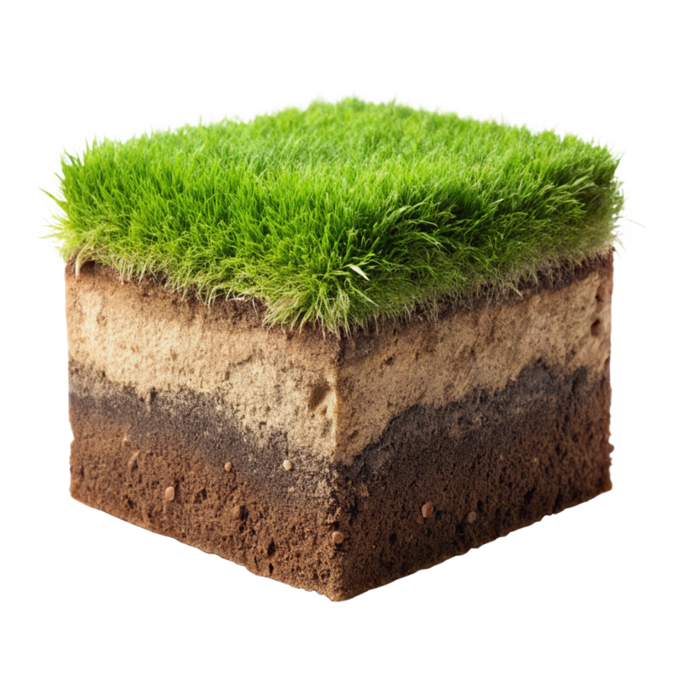A Cross Section of Soil Layers Showing Grass and Earth png