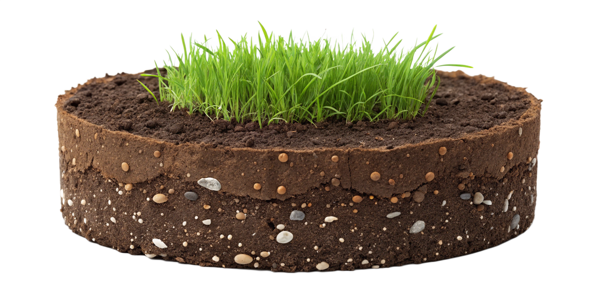 Cross Section of Soil Showing Layers and Growing Grass png