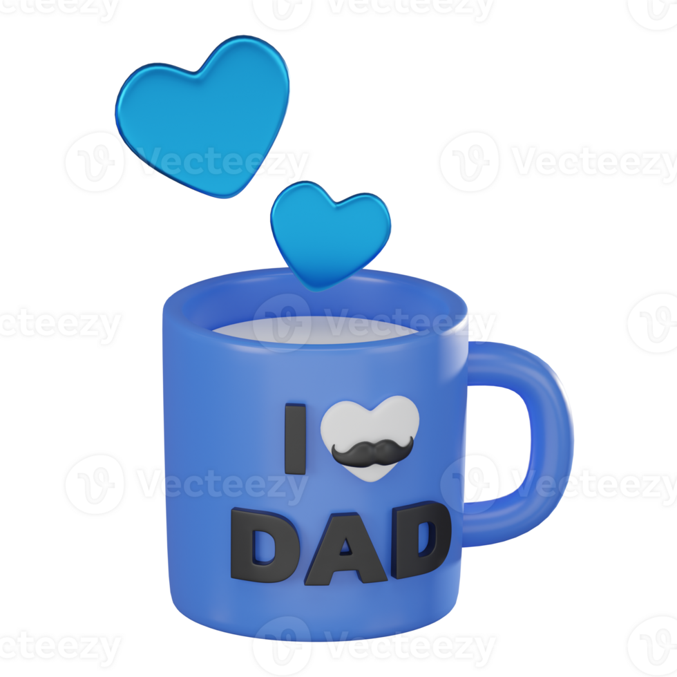 3D render, Love Dad moments, of Father's Day, cup with milk drinks. png