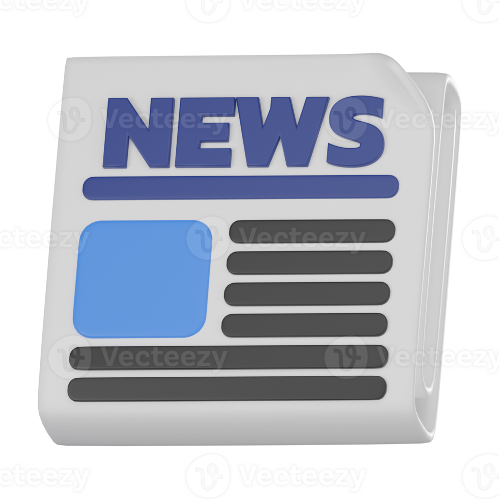 3D Render, Newspaper Modern Media Print, Illustration Icon png