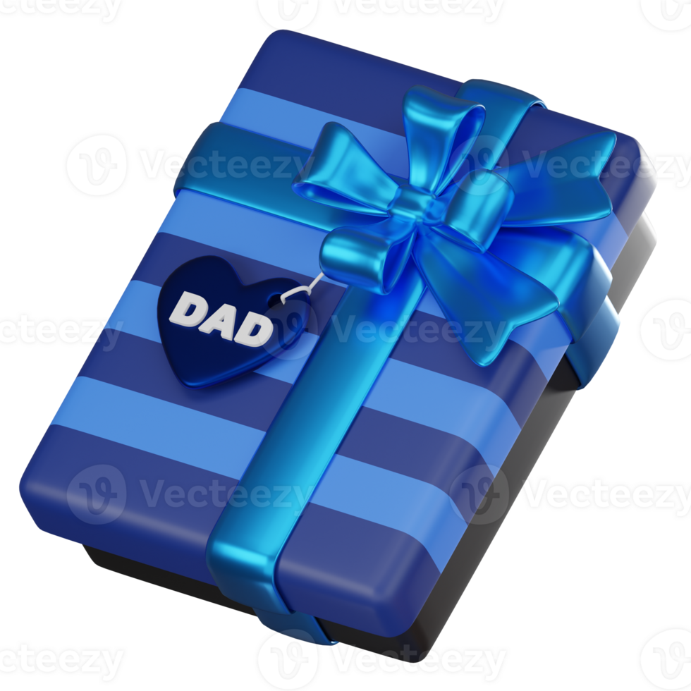 3D Rrender Dad Heart with Gift Box for father Day. png