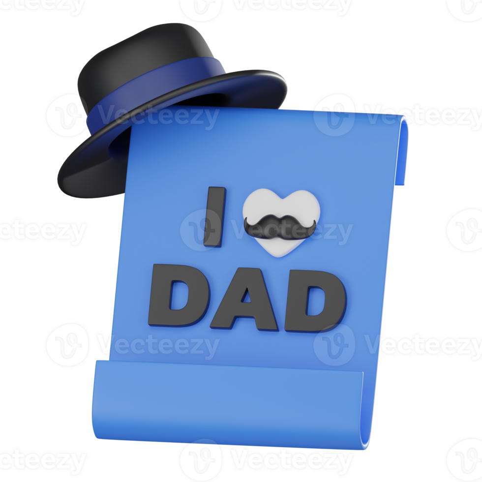 3D Rrender Typography I Love Dad Heart with Letter Paper for father Day. Icon illustration png