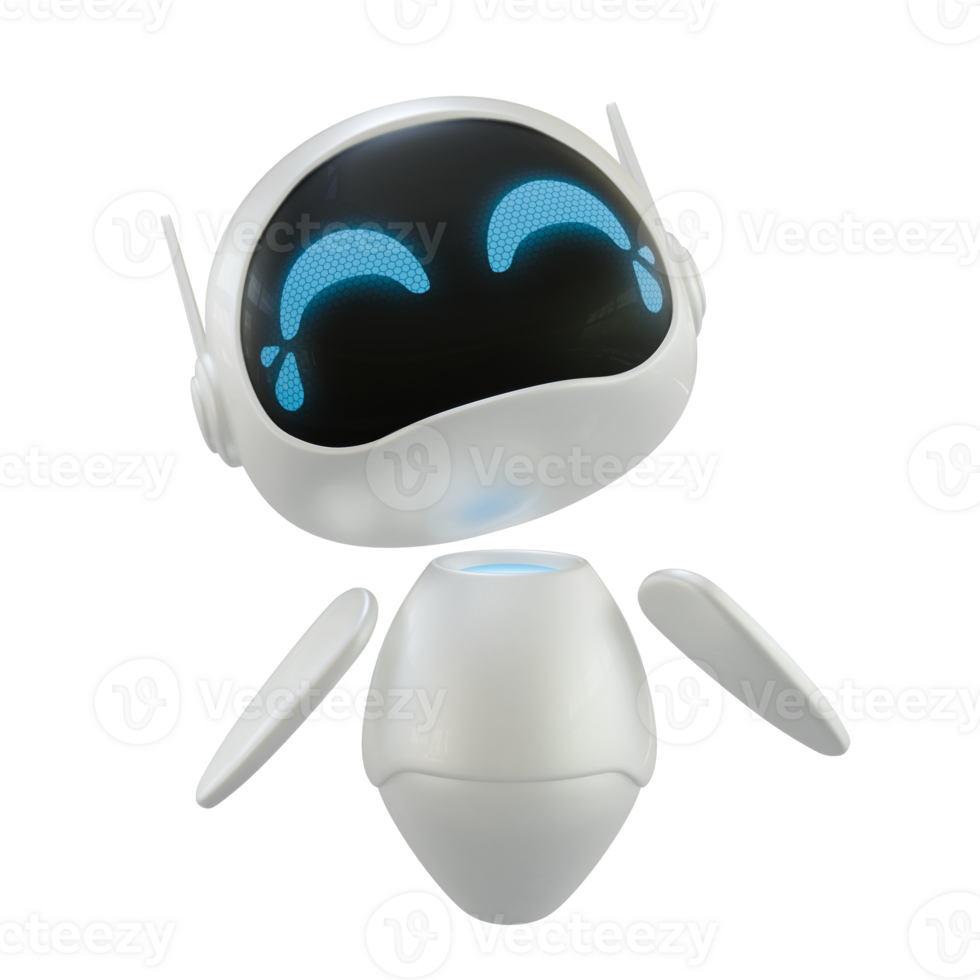Artificial intelligence personal assistant robot with laughing out loud gesture. Mini robot 3d character. png
