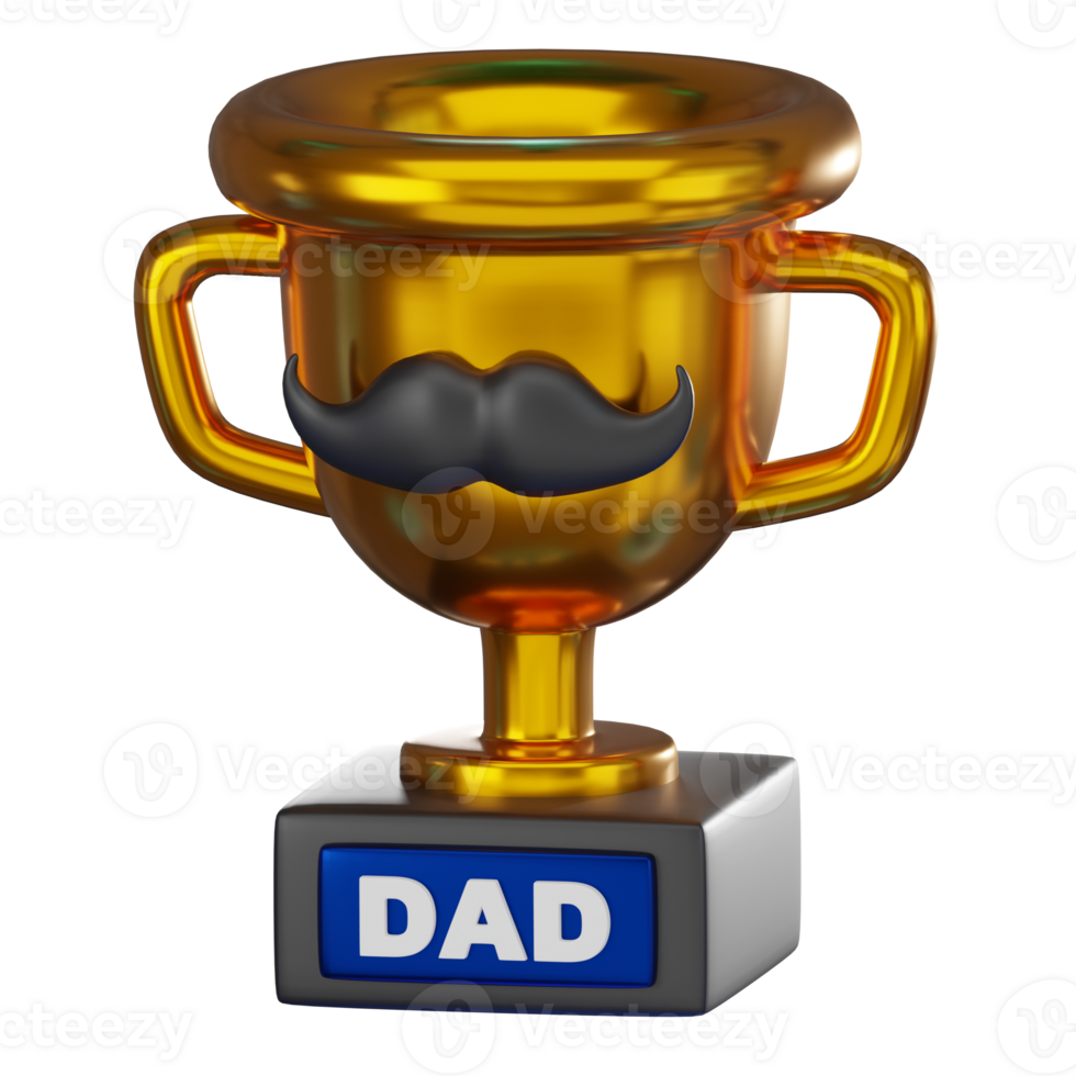 3D render, Dad Glory Trophy for Achievement and Celebration, Icon Illustration png