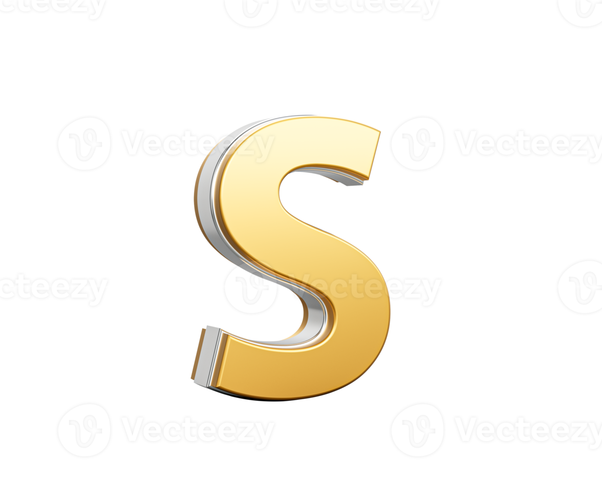 Golden Capital Letter S Gleams With Sleek Modern Design Bold Font With Sharp Edges 3D Illustration png