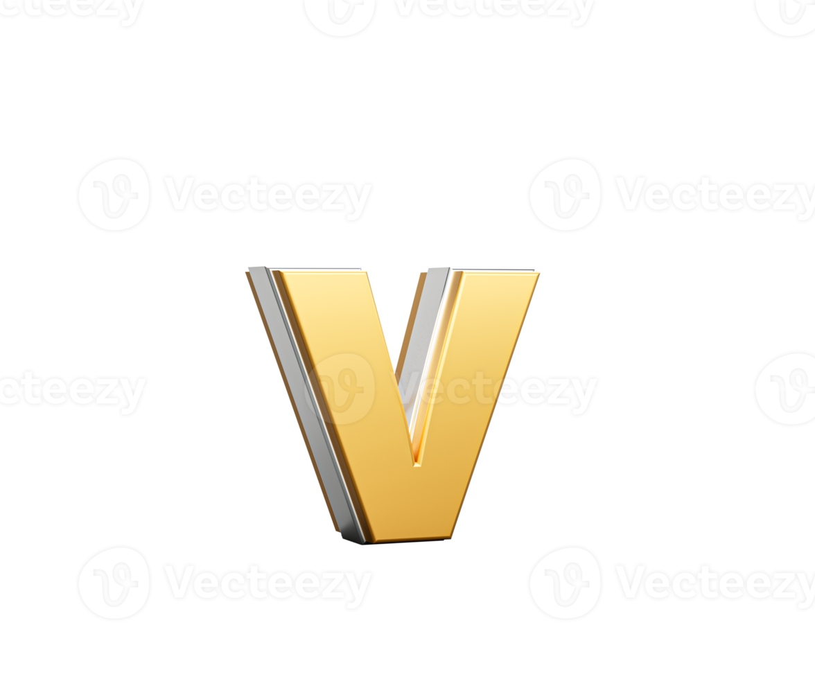 Shiny Golden Small Letter v Gleams With Its Sleek Modern Design With Sharp Edges 3D Illustration png