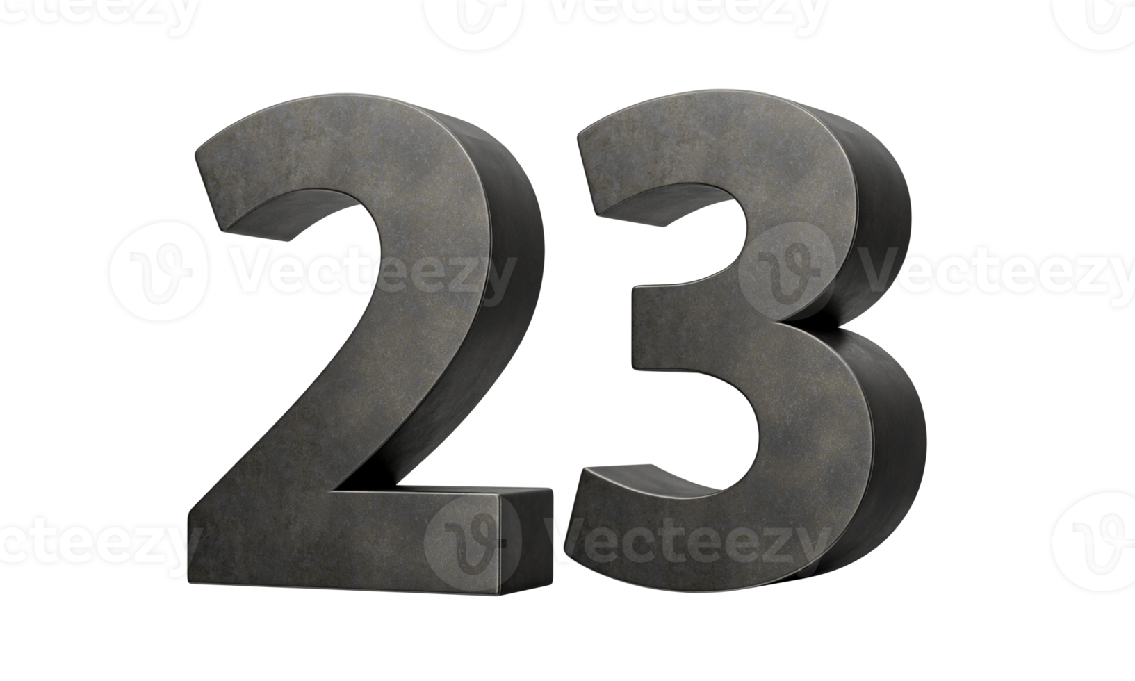 Number Twenty three 23 Digit Made Of Gray Smooth Cast Iron 3d Illustration png