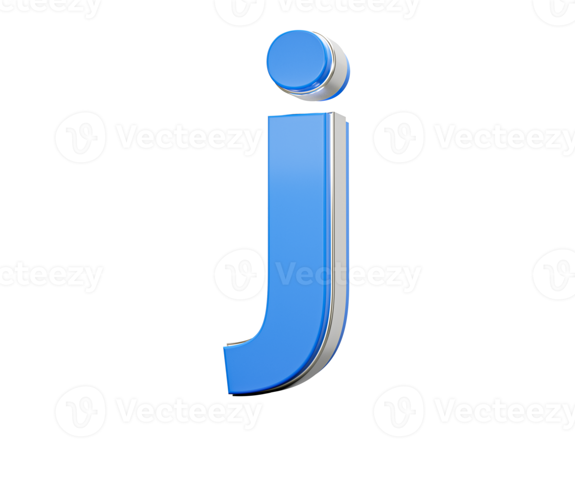 Blue Small Letter j Alphabet j Gleams With Its Sleek Modern Design With Sharp Edges 3D Illustration png
