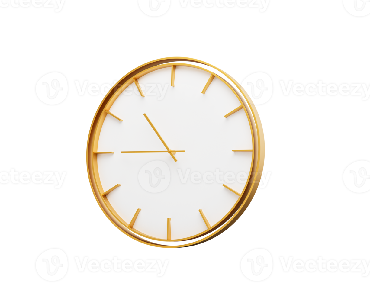 Minimalistic Golden Frame Wall Clock Ten Forty Five 10 45 For Modern Interiors 3D Illustration png