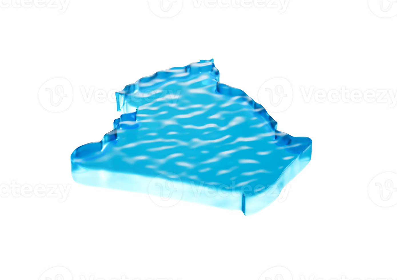 Deep Ocean Blue Water Algeria Map Gelatinous Smooth Surface 3D Illustration png