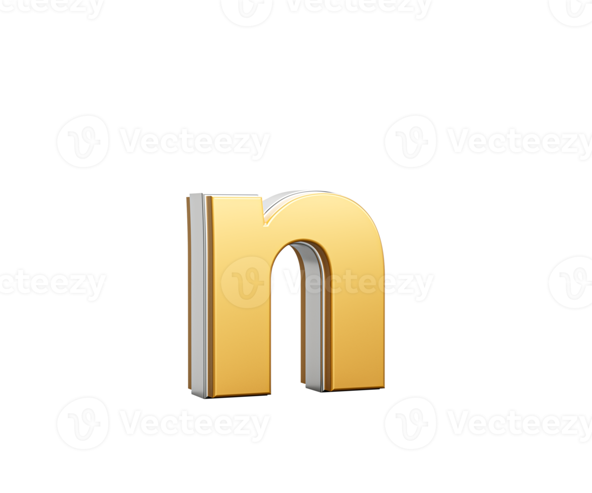 Shiny Golden Small Letter n Gleams With Its Sleek Modern Design With Sharp Edges 3D Illustration png