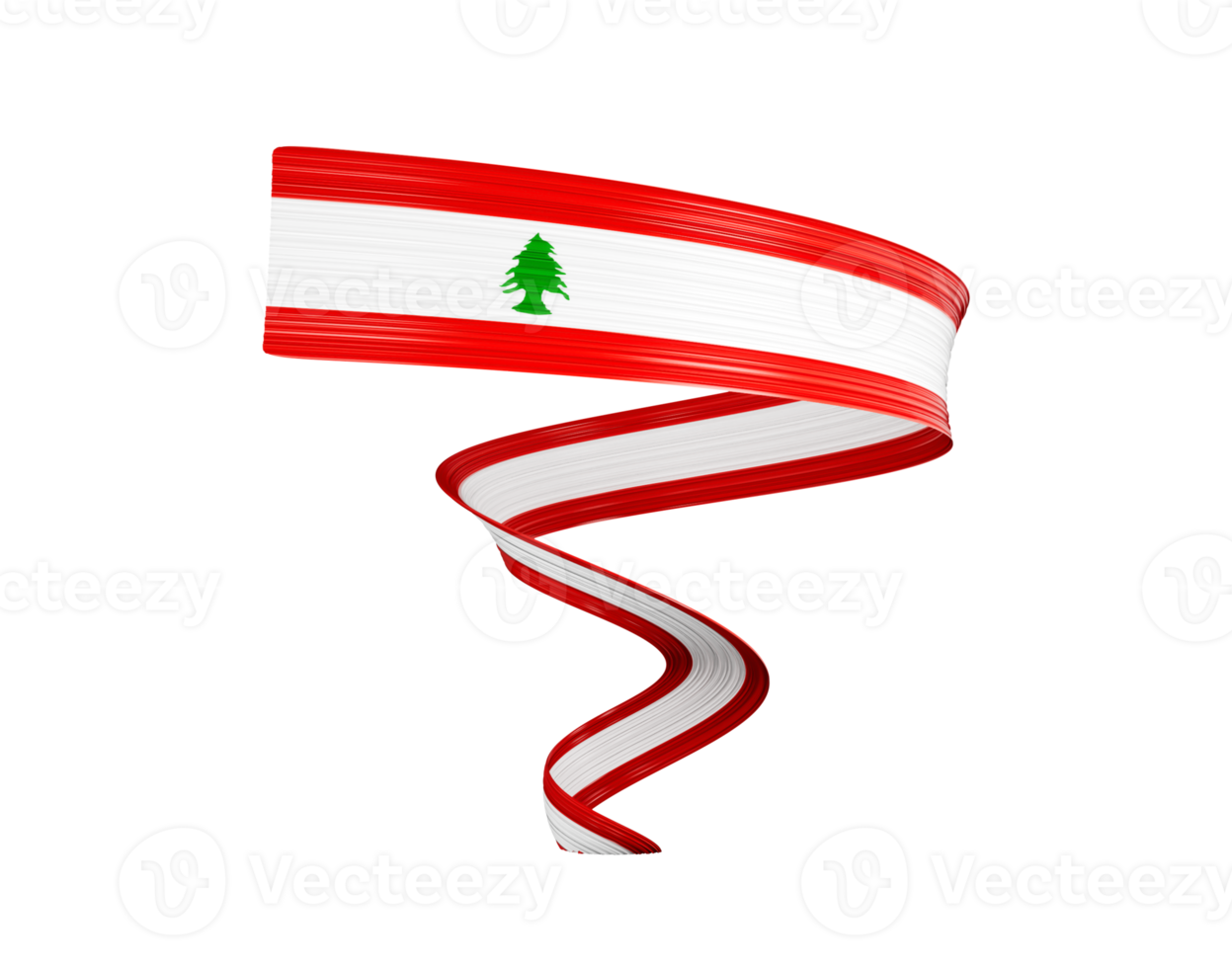 3d Flag Of Lebanon 3d Shiny Waving Twisted Ribbon Flag 3d Illustration png