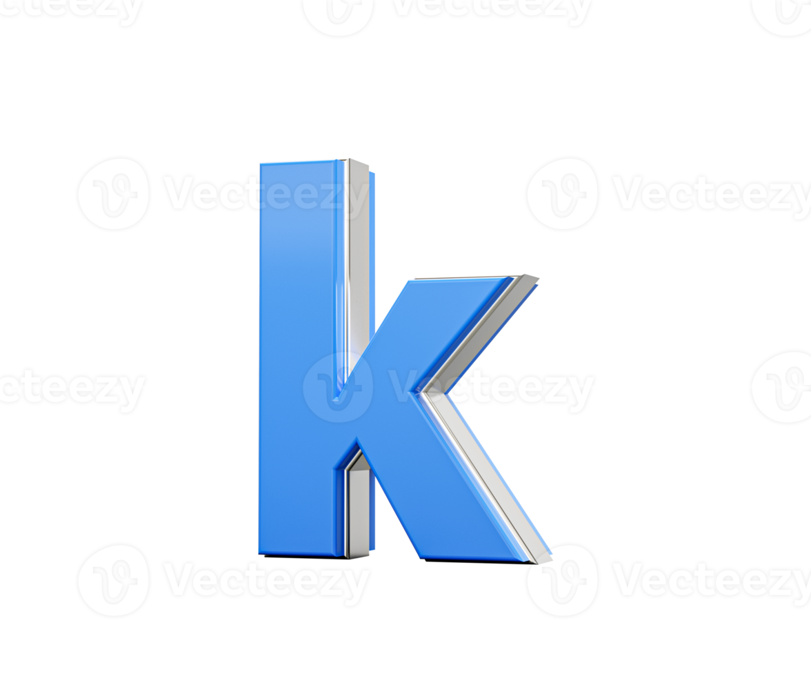 Blue Small Letter k Alphabet k Gleams With Its Sleek Modern Design With Sharp Edges 3D Illustration png