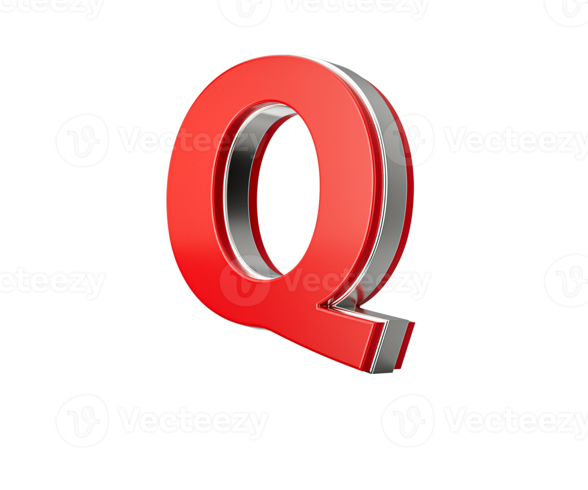 Vibrant Red Capital Letter Q Gleams With Its Sleek Design Bold Font With Sharp Edges 3D Illustration png