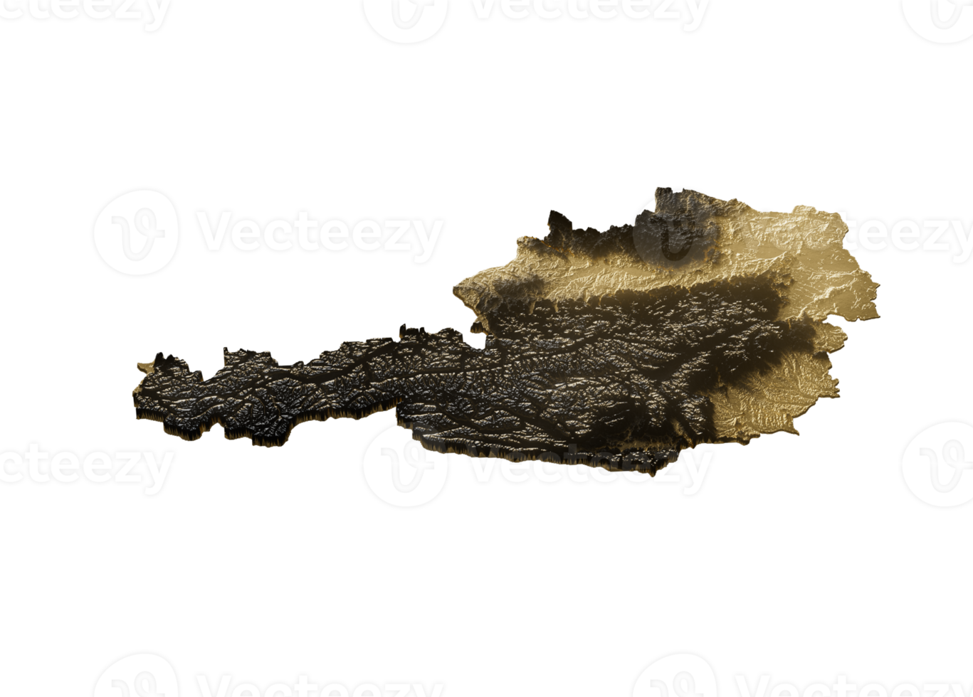 Austria Map Golden Metallic Texture Map Gold Reserves And Gold Mining Concept 3D Illustration png