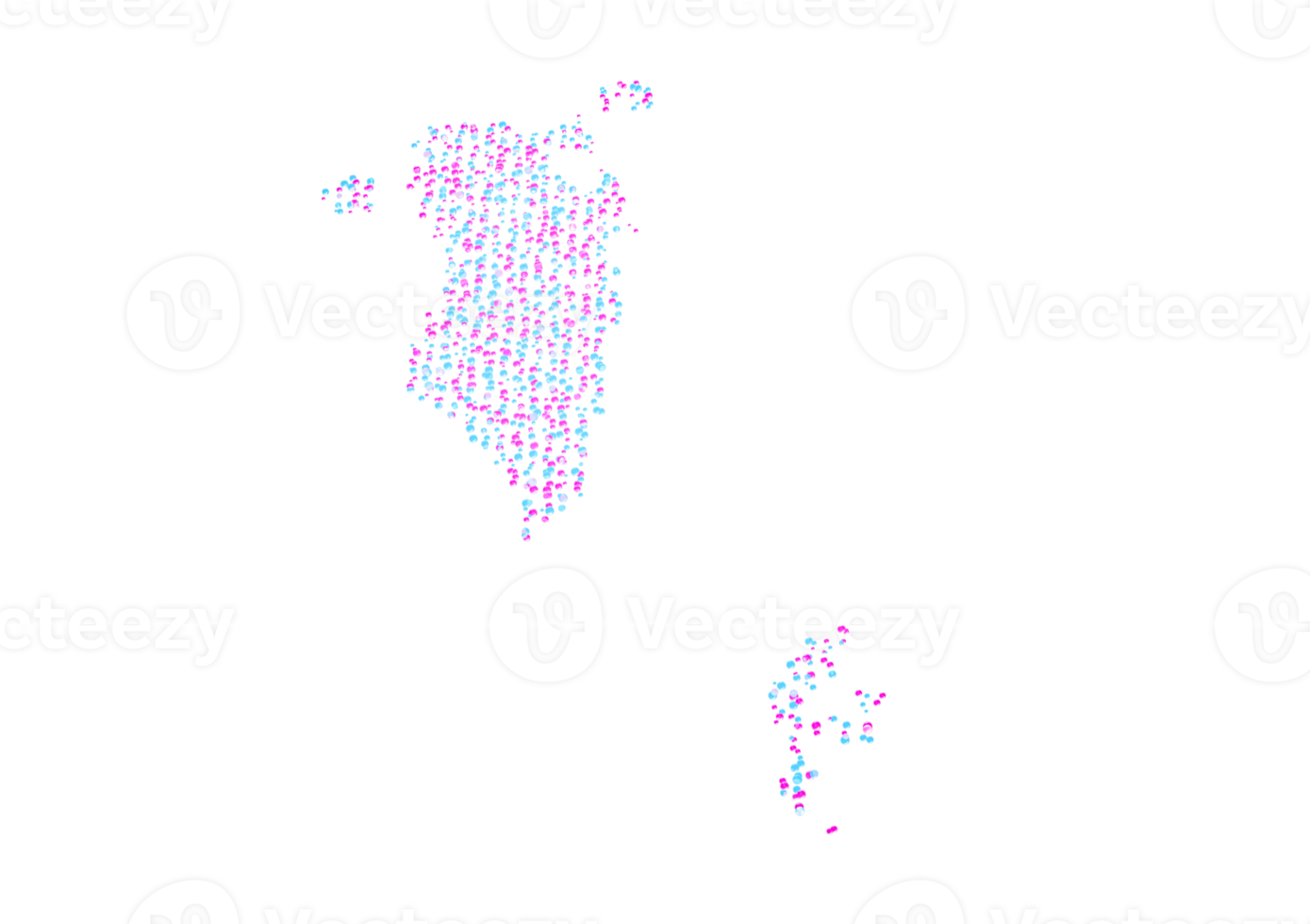 Illuminated Bahrain Digital Data Map Pink And Blue Neon Glowing Particles 3D Illustration png