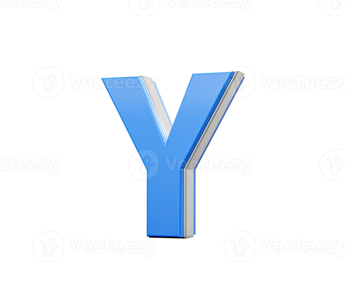 Blue Capital Letter Y Gleams With Its Sleek Modern Design Bold Font With Sharp Edges 3D Illustration png