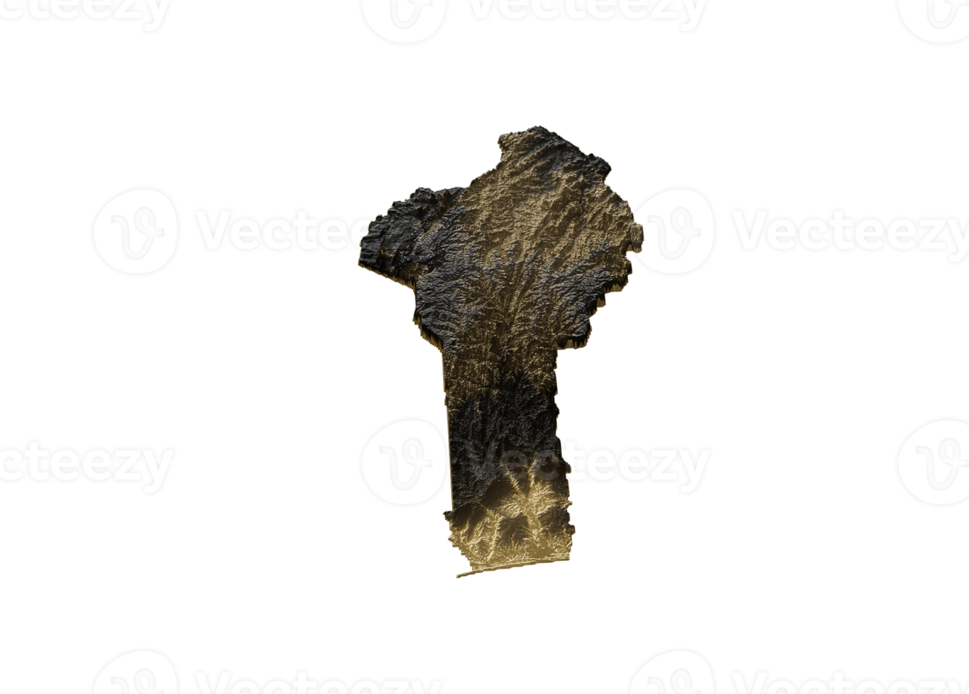 Benin Map Golden Metallic Texture Map Gold Reserves And Gold Mining Concept 3D Illustration png